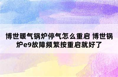 博世暖气锅炉停气怎么重启 博世锅炉e9故障频繁按重启就好了